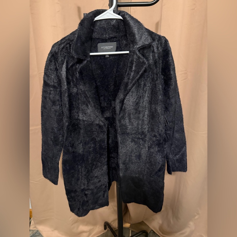 Liverpool black open sweater coat new size medium